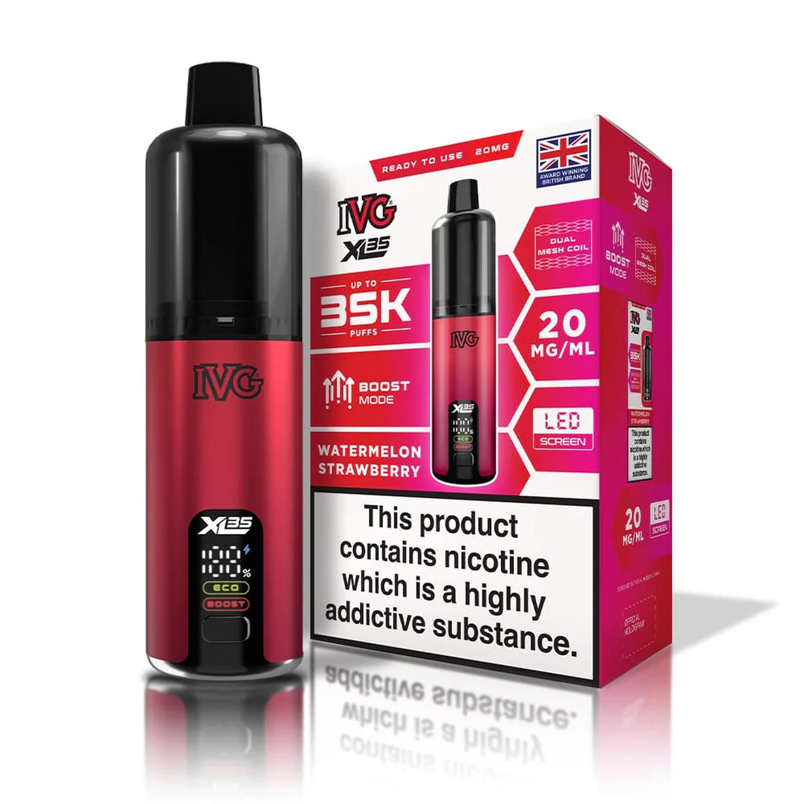 IVG XL 35K Puff Prefilled Pod Vape Kit Box of 5, Watermelon Strawberry Flavour