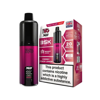IVG XL 35K Vape Kit in Cherry Peach Lemon Flavour, offering up to 35,000 puffs of 20mg IVG Flavours.