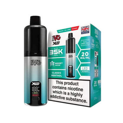 IVG XL 35K Vape Kit in Classic Menthol Flavour, offering up to 35,000 puffs of 20mg IVG Flavours.