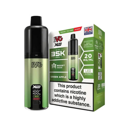 IVG XL 35K Vape Kit in Green Apple Flavour, offering up to 35,000 puffs of 20mg IVG Flavours.