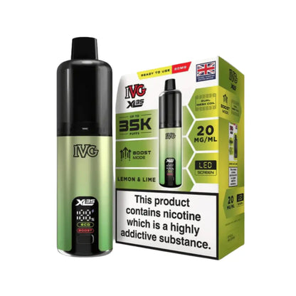IVG XL 35K Vape Kit in Lemon & Lime Flavour, offering up to 35,000 puffs of 20mg IVG Flavours.