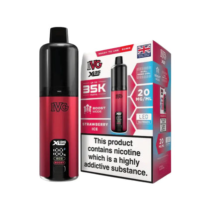 IVG XL 35K Vape Kit in Strawberry Ice Flavour, offering up to 35,000 puffs of 20mg IVG Flavours.