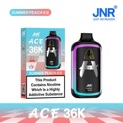 JNR Ace 36K Puffs Prefilled Vape Pod Kit Box of 5, Summer Peach Ice Flavour