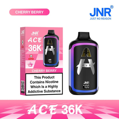 JNR Ace 36K Puffs Prefilled Vape Pod Kit Box of 5, Cherry Berry Flavour
