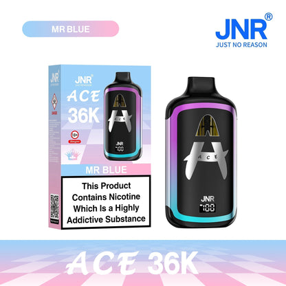 JNR Ace 36K Puffs Prefilled Vape Pod Kit Box of 5, Mr Blue Flavour