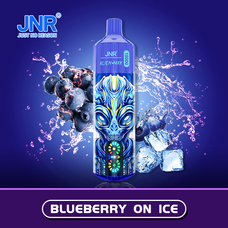 JNR Alien Max 18000 Puff Prefilled Vape Pod Kit Box of 10, Blueberry On Ice Flavour