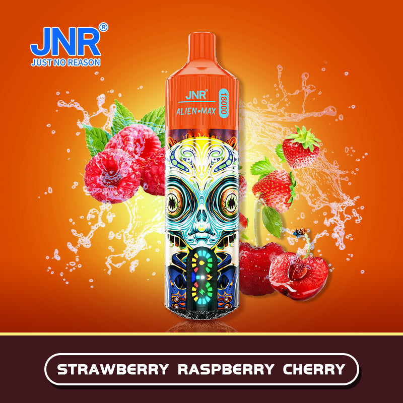 JNR Alien Max 18000 Puff Prefilled Vape Pod Kit Box of 10, Strawberry Raspberry Cherry Flavour