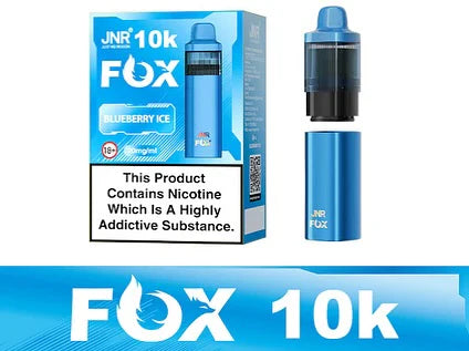 JNR Fox 10K Puffs Prefilled Pod Vape Kit Box of 5, Blueberry Ice Flavor