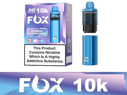 JNR Fox 10K Puffs Prefilled Pod Vape Kit Box of 5, Blueberry Sour Raspberry Flavor