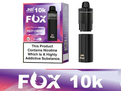JNR Fox 10K Puffs Prefilled Pod Vape Kit Box of 5, Fizzy Cherry Flavor