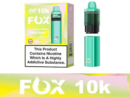 JNR Fox 10K Puffs Prefilled Pod Vape Kit Box of 5, Fresh Mint Flavor