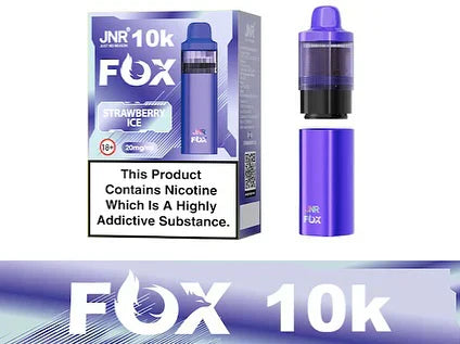 JNR Fox 10K Puffs Prefilled Pod Vape Kit Box of 5, Strawberry Ice Flavor