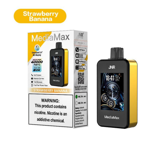 JNR Media Max 40000 Puffs Prefilled Vape Pod Kit Box of 5, Strawberry Banana Flavour