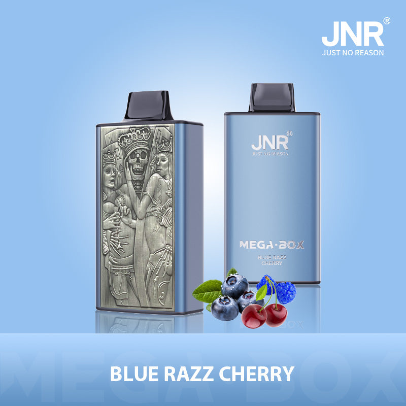 JNR Mega Box 25000 Puffs Prefilled Vape Pod Kit Box of 10, Blue Razz Cherry Flavour