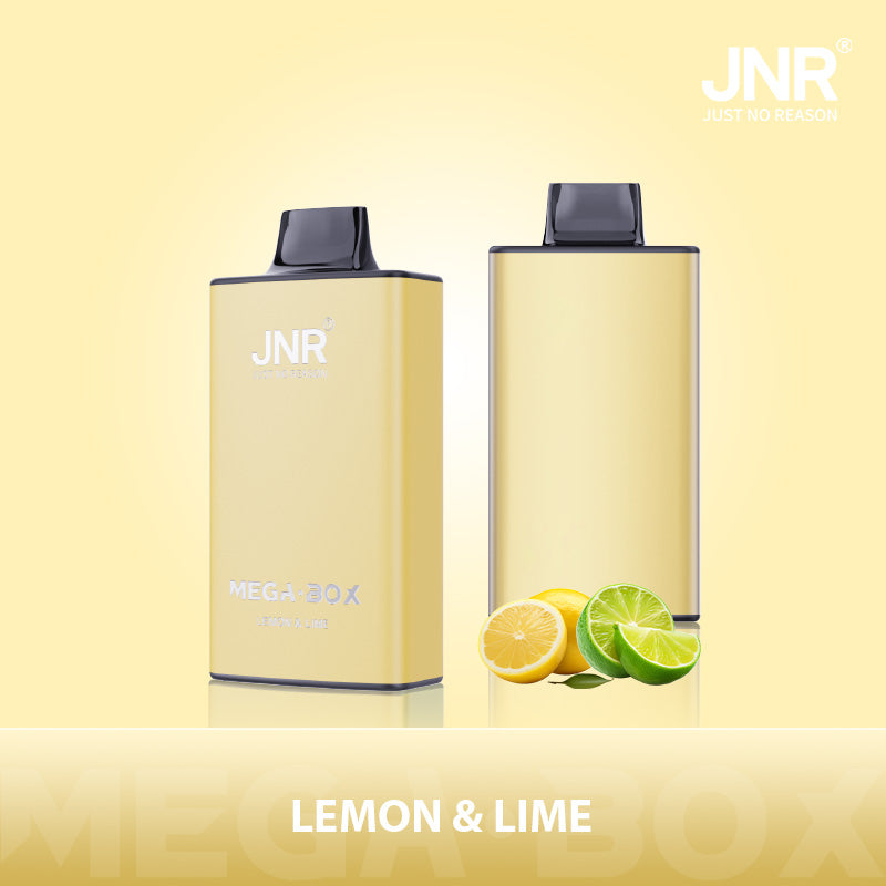 JNR Mega Box 25000 Puffs Prefilled Vape Pod Kit Box of 10, Lemon Lime Flavour