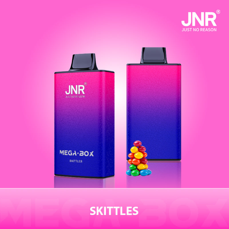 JNR Mega Box 25000 Puffs Prefilled Vape Pod Kit Box of 10, Skittles Flavour