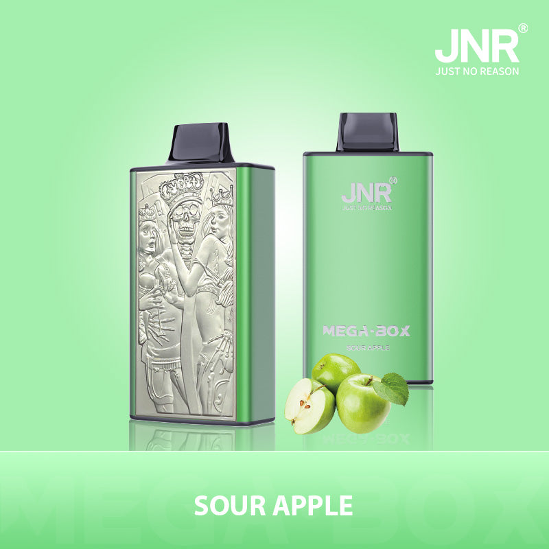 JNR Mega Box 25000 Puffs Prefilled Vape Pod Kit Box of 10, Sour Apple Flavour