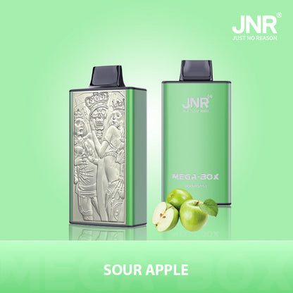 JNR Mega Box 25000 Puffs Prefilled Vape Pod Kit Box of 10, Sour Apple Flavour