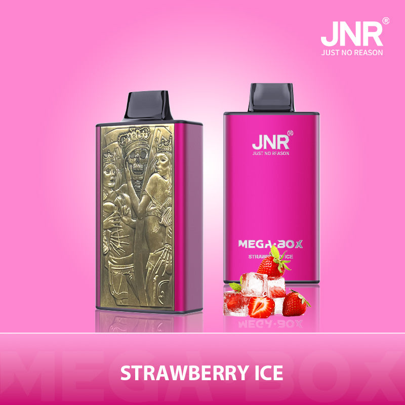 JNR Mega Box 25000 Puffs Prefilled Vape Pod Kit Box of 10, Strawberry Ice Flavour