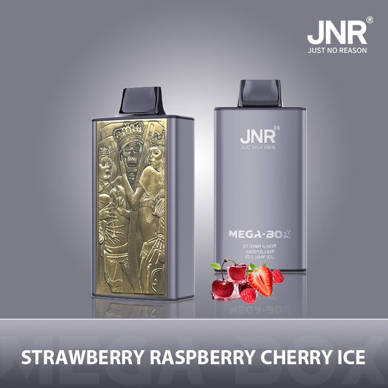 JNR Mega Box 25000 Puffs Prefilled Vape Pod Kit Box of 10, Strawberry Raspberry Cherry Ice Flavour