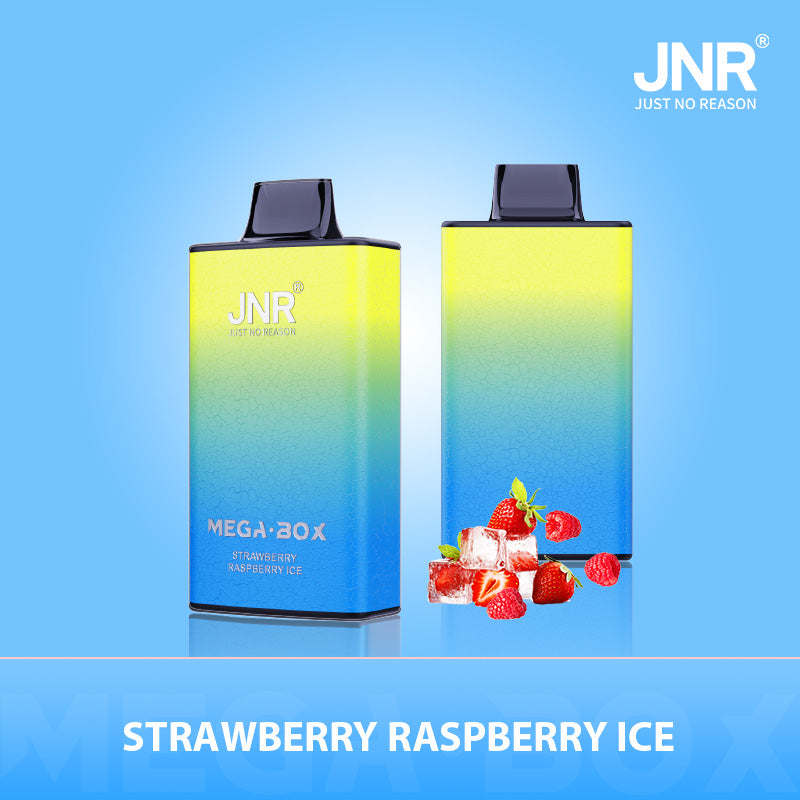 JNR Mega Box 25000 Puffs Prefilled Vape Pod Kit Box of 10, Strawberry Raspberry Ice  Flavour