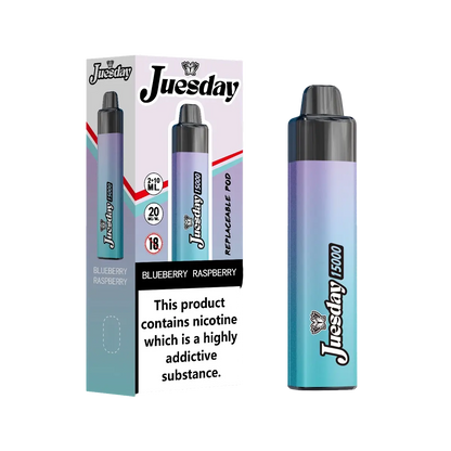 Juesday 15000 Puffs Prefilled Vape Pod Kit Box of 10, Blueberry Raspberry Flavour