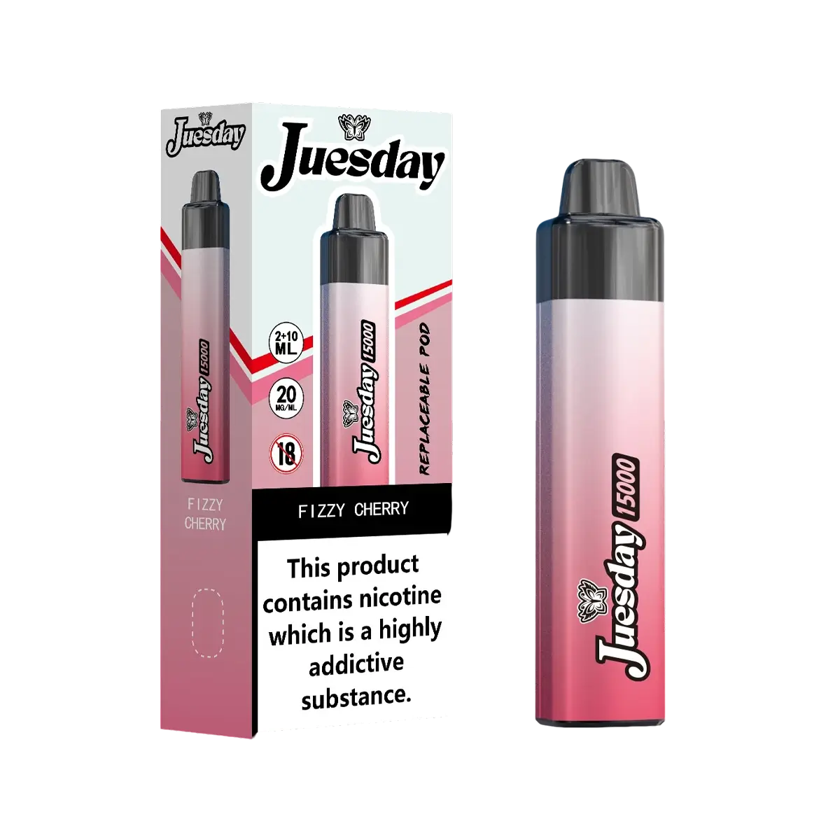 Juesday 15000 Puffs Prefilled Vape Pod Kit Box of 10, Fizzy Cherry Flavour