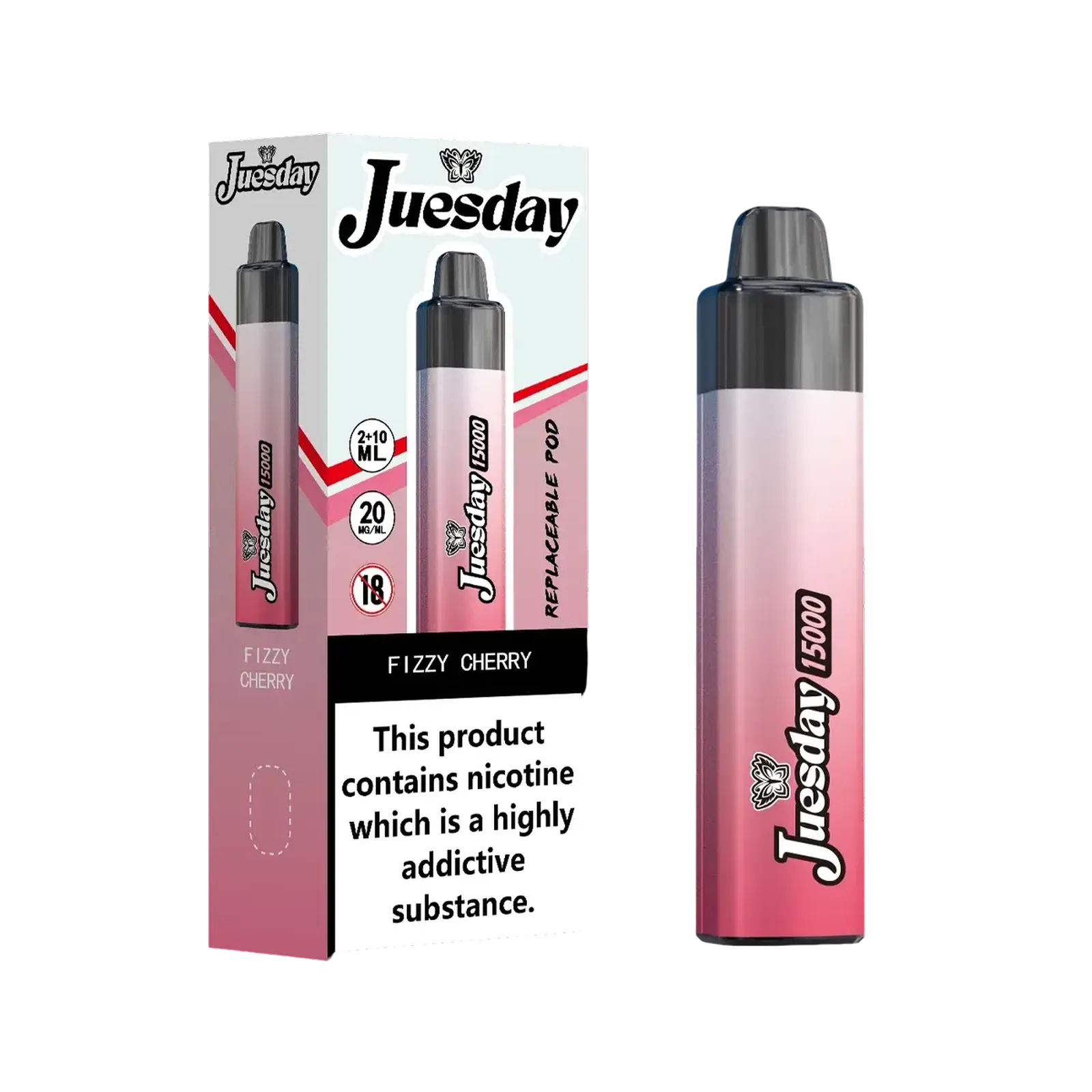 Juesday 15000 Puffs Prefilled Vape Pod Kit Box of 10, Fizzy Cherry Flavour