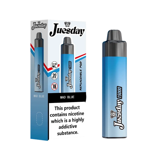 Juesday 15000 Puffs Prefilled Vape Pod Kit Box of 10, Mad Blue Flavour