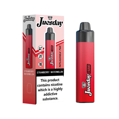 Juesday 15000 Puffs Prefilled Vape Pod Kit Box of 10, Strawberry Watermelon Flavour