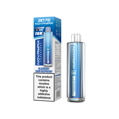 Juicy Pod Novamax 10k Prefilled Pod Vape Kit Pack of 5, Blueberry Sour Raspberry Flavour
