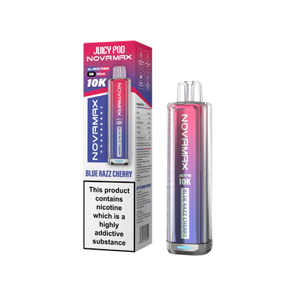 Juicy Pod Novamax 10k Prefilled Pod Vape Kit Pack of 5, Blue Razz Cherry Flavour