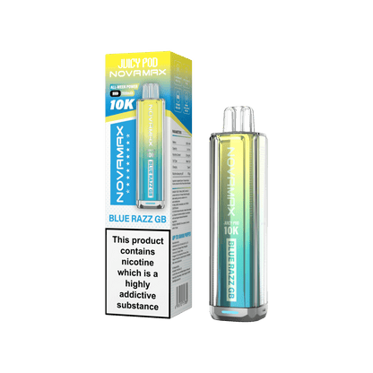 Juicy Pod Novamax 10k Prefilled Pod Vape Kit Pack of 5, Blue Razz GB Flavour