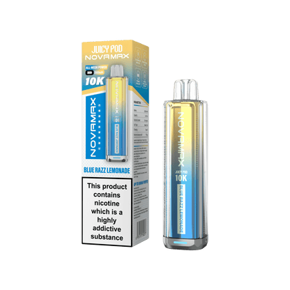 Juicy Pod Novamax 10k Prefilled Pod Vape Kit Pack of 5, Blue Razz Lemonade Flavour