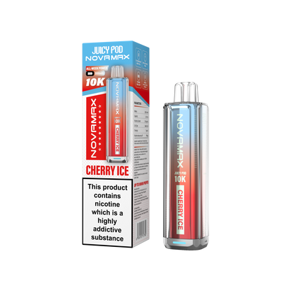 Juicy Pod Novamax 10k Prefilled Pod Vape Kit Pack of 5, Cherry Ice Flavour
