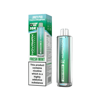 Juicy Pod Novamax 10k Prefilled Pod Vape Kit Pack of 5, Fresh Mint Flavour