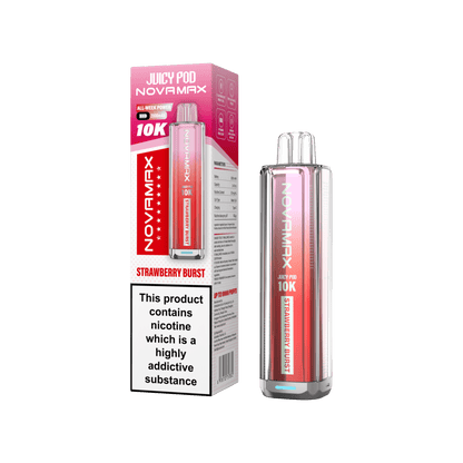 Juicy Pod Novamax 10k Prefilled Pod Vape Kit Pack of 5, Strawberry Brust Flavour