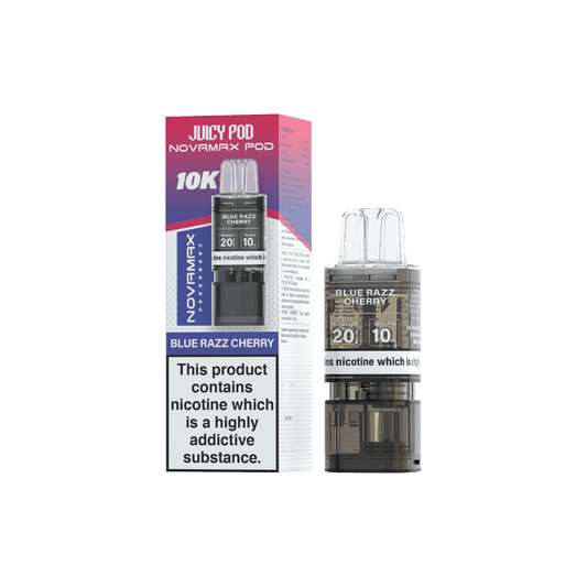 Juicy Pod Novamax 10k Replacement Pods, Blue Razz Cherry Flavour
