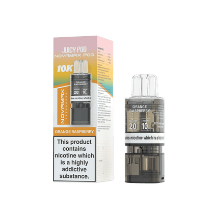 Juicy Pod Novamax 10k Replacement Pods, Orange Raspberry Flavour