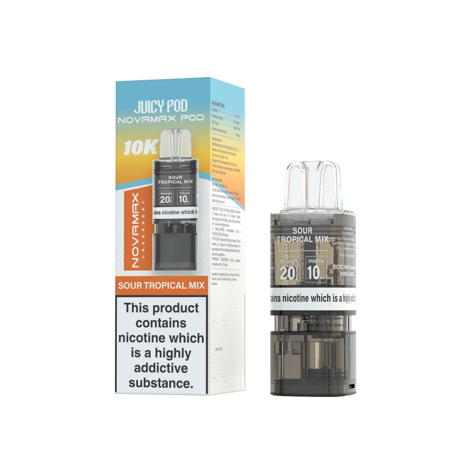 Juicy Pod Novamax 10k Replacement Pods, Sour Tropical Mix Flavour