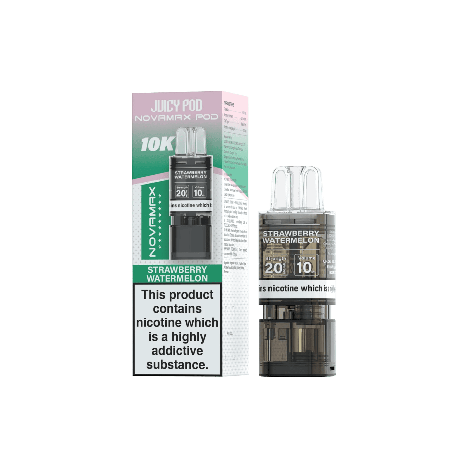 Juicy Pod Novamax 10k Replacement Pods, Strawberry Watermelon Flavour