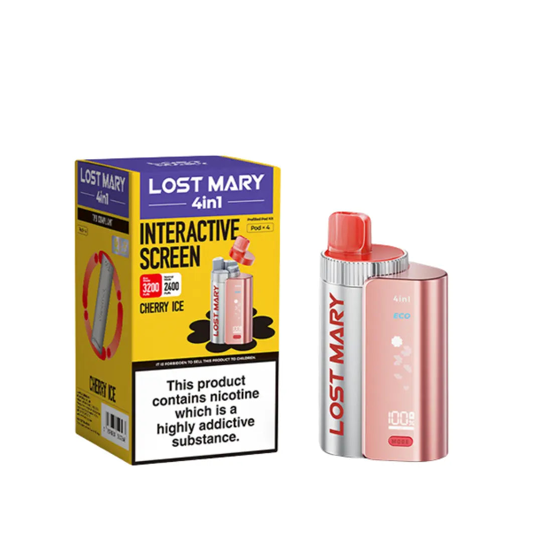 Lost Mary 4-in-1 Pre-Filled Pod Vape Kit Cherry Ice Flavour 