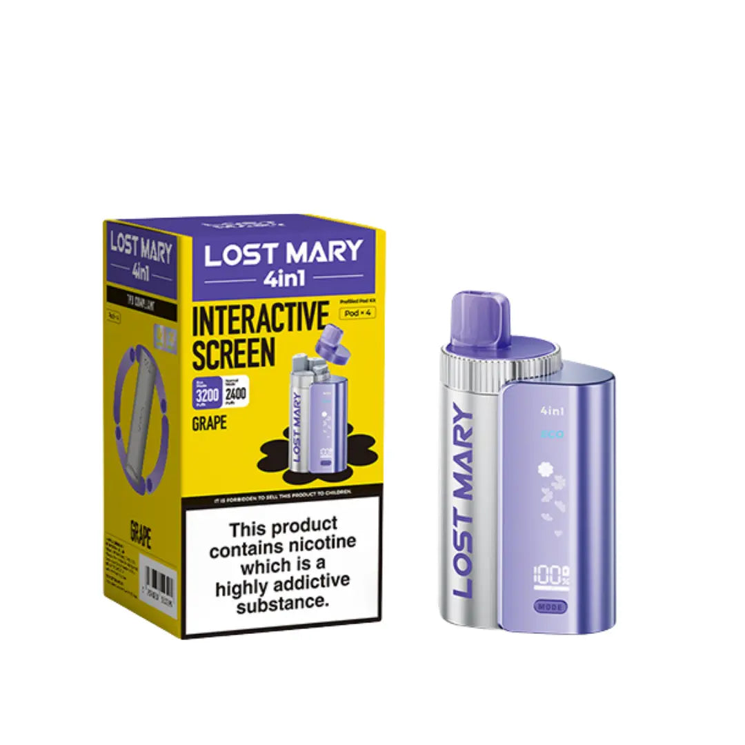 Lost Mary 4-in-1 Pre-Filled Pod Vape Kit Grape Flavour 