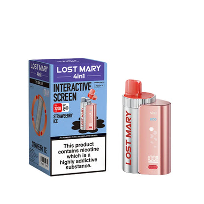 Lost Mary 4-in-1 Pre-Filled Pod Vape Kit Strawberry Ice Flavour 