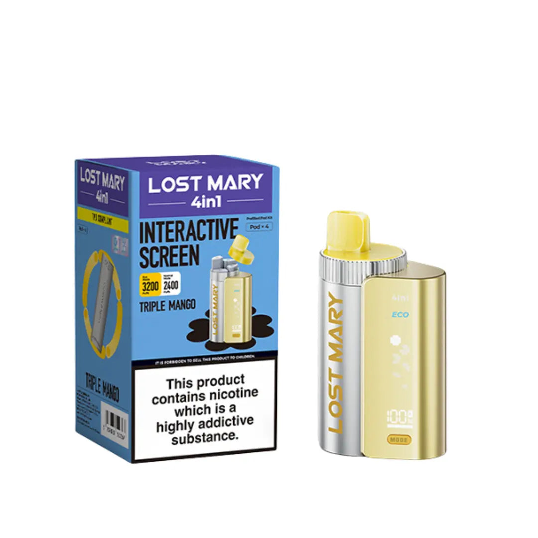 Lost Mary 4-in-1 Pre-Filled Pod Vape Kit Triple Mango Flavour 