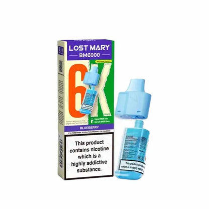 Lost Mary BM6000 Prefilled Replacement Pods, Blueberry Flavour