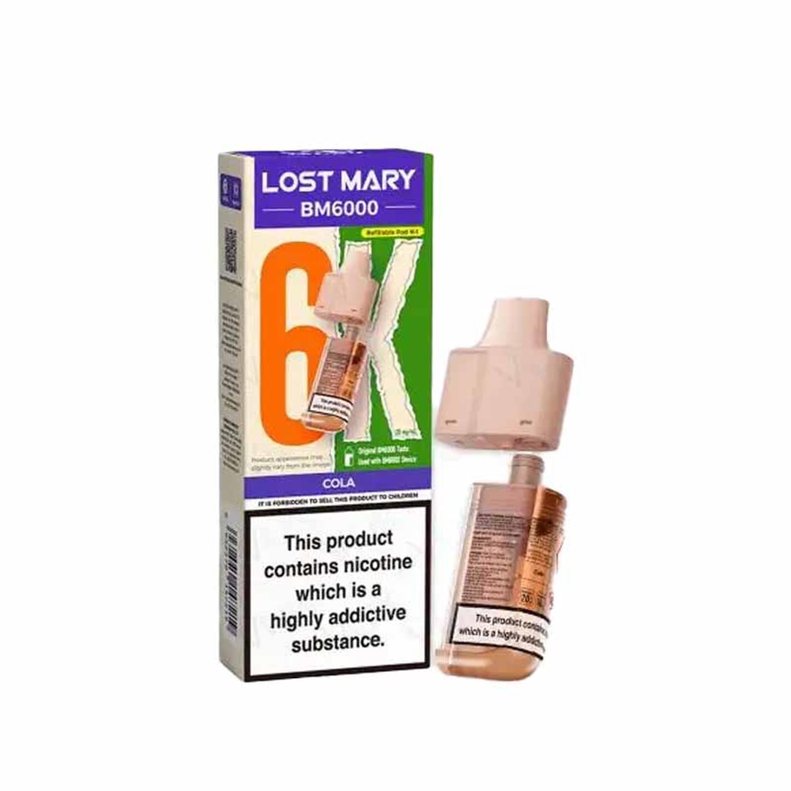 Lost Mary BM6000 Prefilled Replacement Pods, Cola Flavour