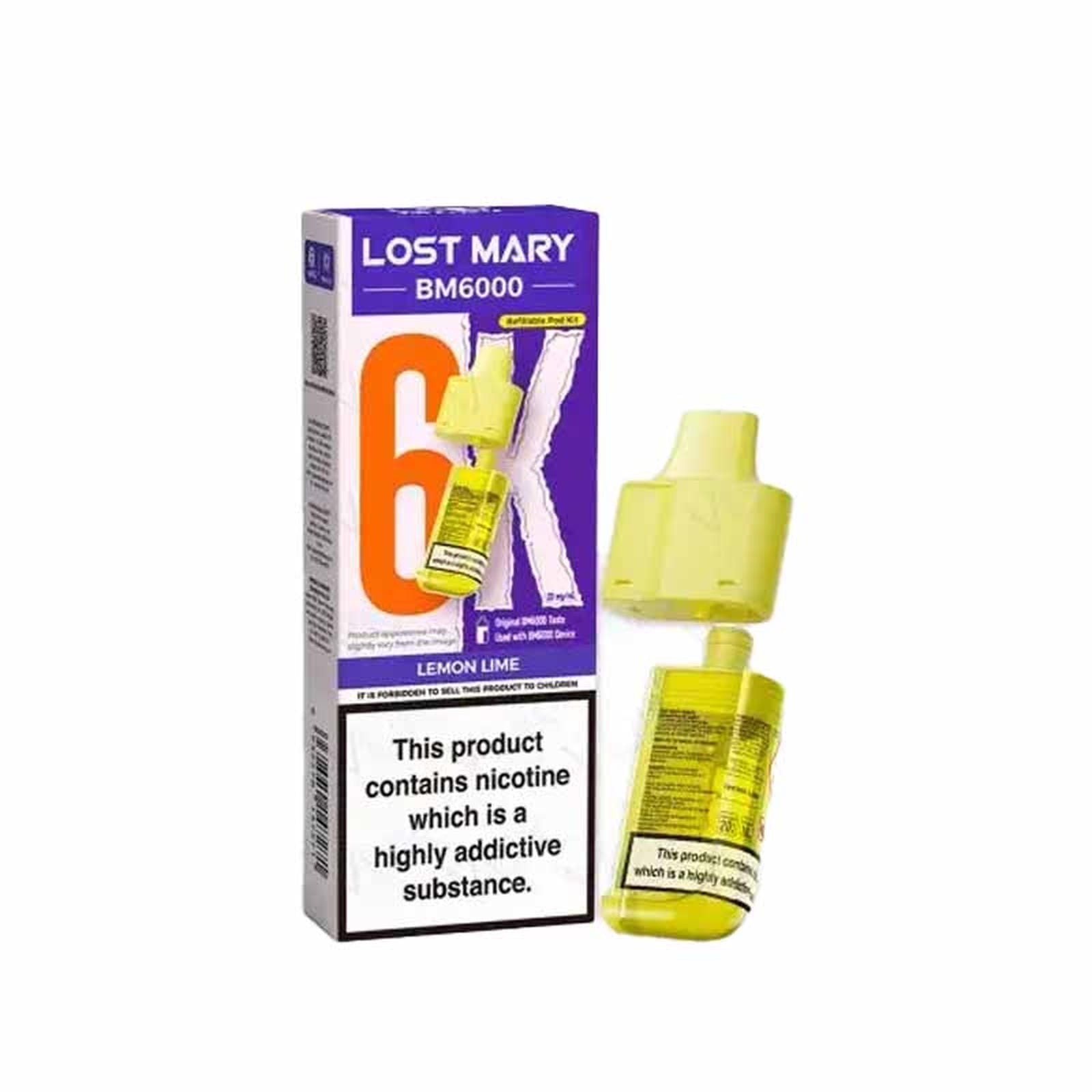 Lost Mary BM6000 Prefilled Replacement Pods, Lemon Lime Flavour