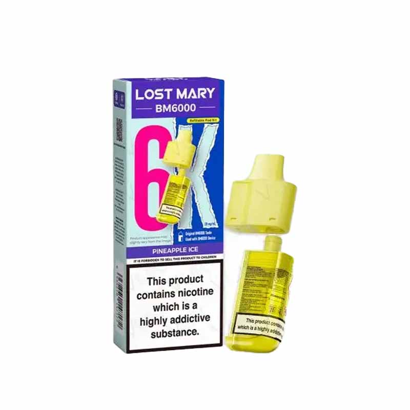 Lost Mary BM6000 Prefilled Replacement Pods, Pineapple Ice Flavour