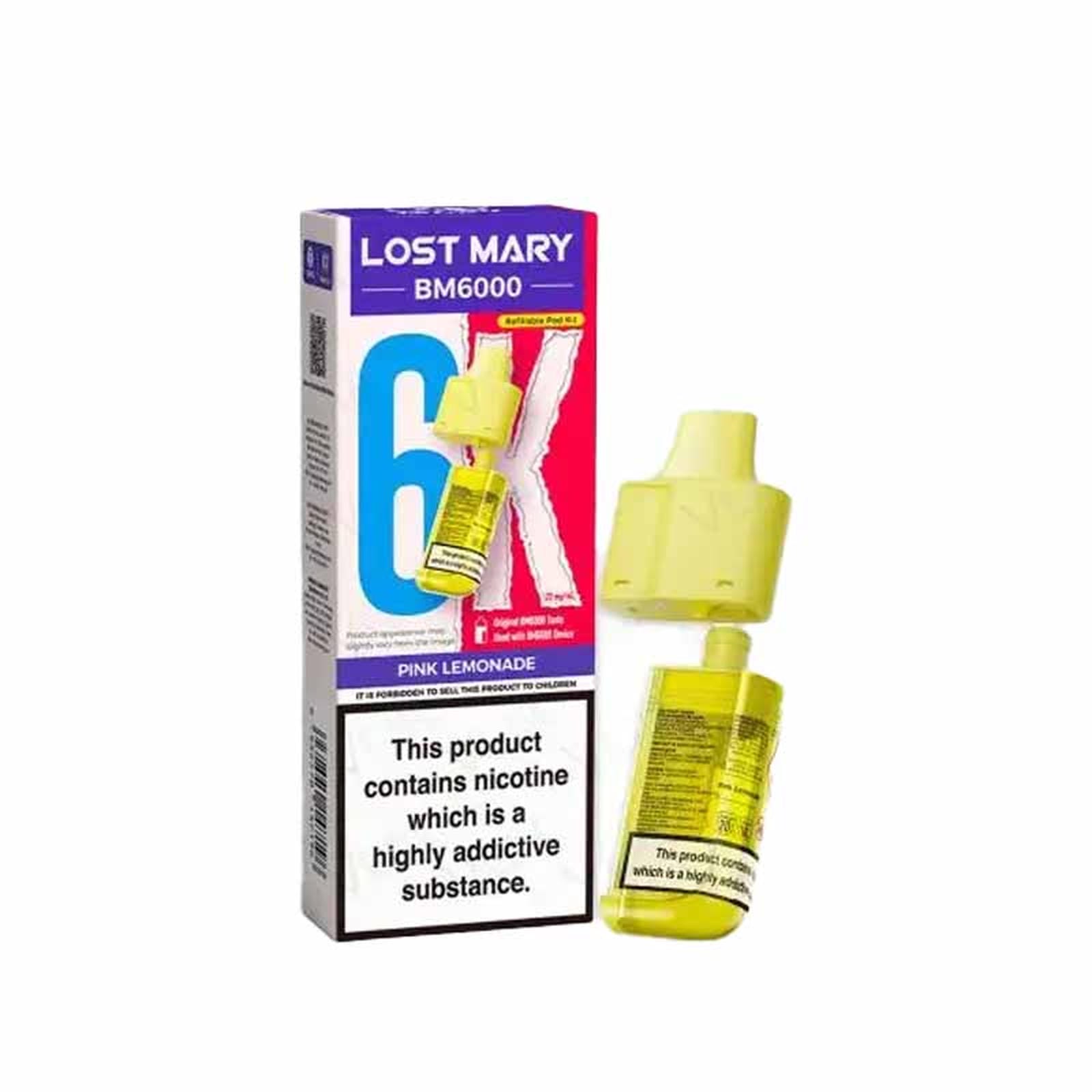 Lost Mary BM6000 Prefilled Replacement Pods, Pink Lemonade Flavour